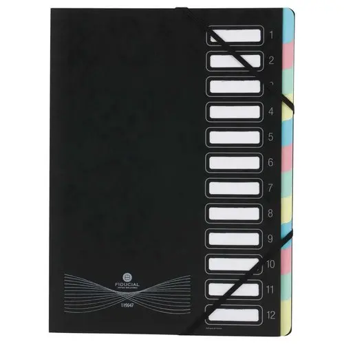 Trieur extensible carte lustrée - 12 onglets - Noir - FIDUCIAL