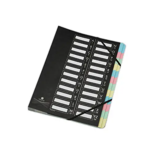 Trieur extensible carte lustr&eacute;e- 24 compartiments - noir - FIDUCIAL 