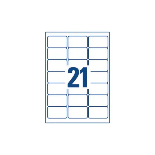 25 Planches d'&eacute;tiquettes transparentes 63,5x38,1 mm, 525 &eacute;tiq/bo&icirc;te 