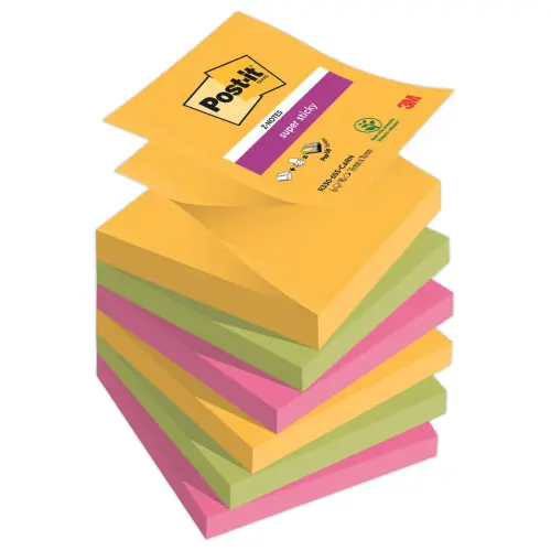 6 Notes repositionnables ZNotes Super Sticky 76x76 mm CARNIVAL - POST IT 