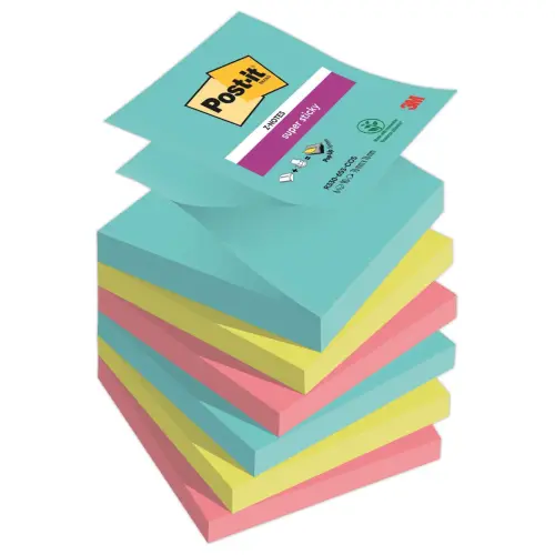 6 Notes repositionnables ZNotes Super Sticky 76x76 mm - COSMIC - POST IT 