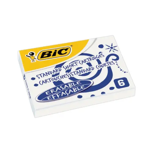 24 Cartouches courtes - Encre bleue effaçable - BIC
