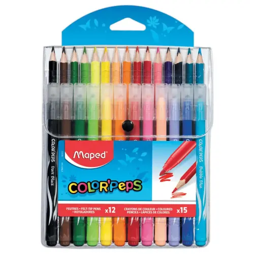 12 feutres + 15 crayons de couleur Color'Peps - MAPED