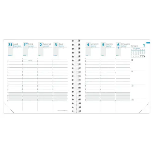 Agenda semainier Time Life - 16x16 cm - Kaki - Janvier à décembre - QUO VADIS