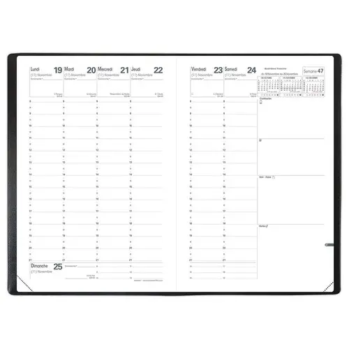 Agenda semainier Club - 16x24cm - Noir - Janvier à décembre - QUO VADIS