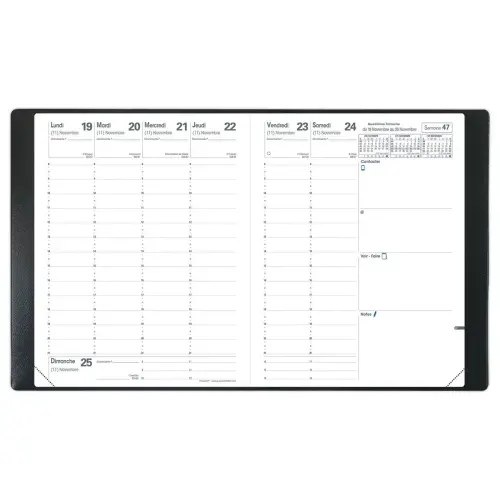Agenda semainier  Club - 21x27cm - Noir - Janvier &agrave; d&eacute;cembre - QUO VADIS 