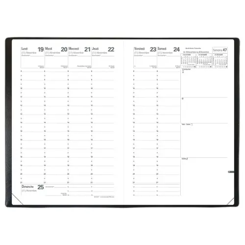 Agenda semainier Planing Ministre - 16x24cm - Noir - Janvier à décembre - QUO VADIS