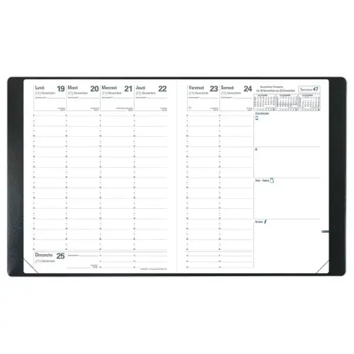 Agenda semainier Planing Président - 21x27cm - Noir - Janvier à décembre - QUO VADIS