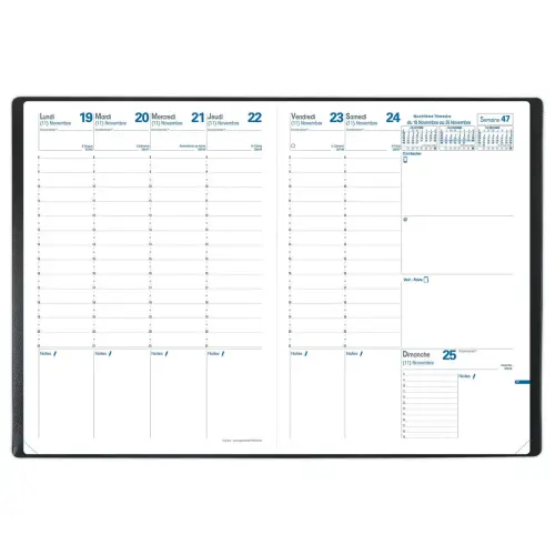 Agenda semainier Consul - 21x29,7cm - Noir - Janvier à décembre - QUO VADIS