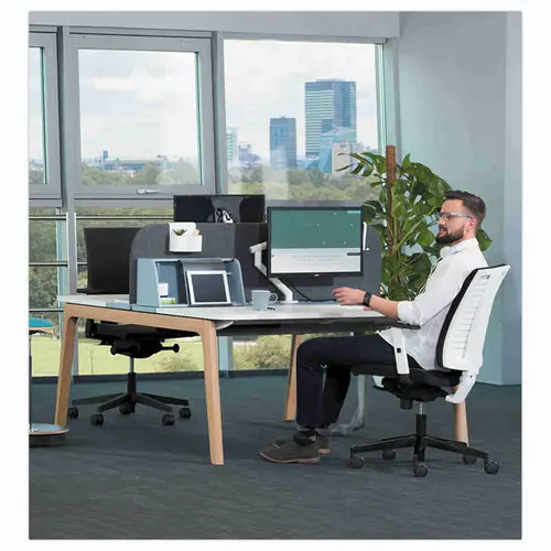 Si&egrave;ge NAVIGO synchrone coque blanche -tissu noir mont&eacute; 