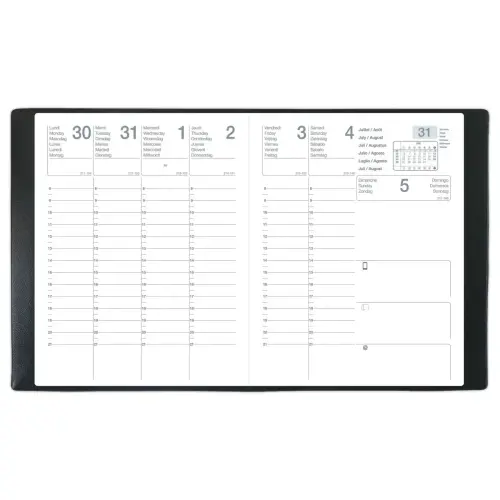 Agenda semainier Classique - 21x27 cm - Noir - Août 2026 à juillet 2027