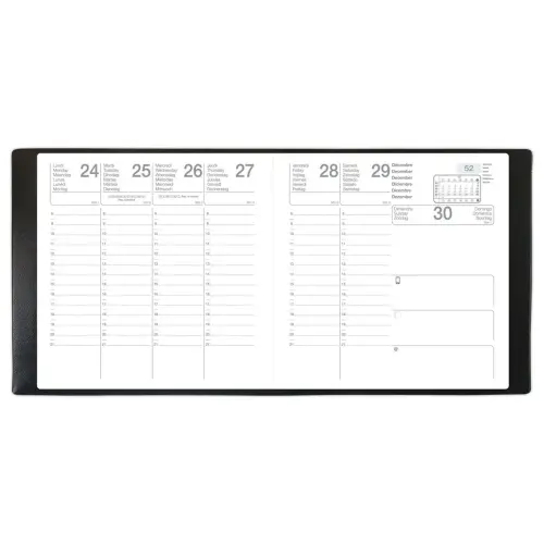 Agenda semainier Classique - 9x12,5 cm- Noir - Janvier à décembre