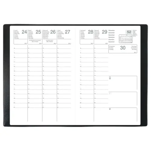 Agenda semainier Classique - 10x15 cm - Noir - Janvier à décembre