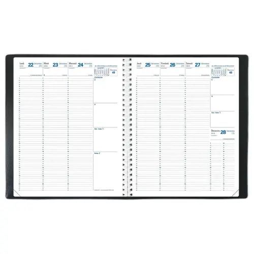 Agenda semainier Eurequart - 24x30 cm - Noir - Janvier à décembre - QUO VADIS