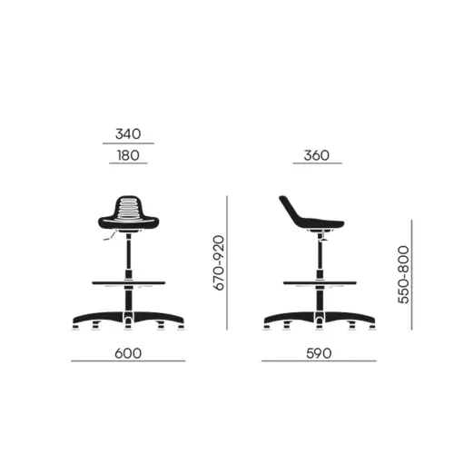 Tabouret technique – Assise réglable en hauteur – Monté