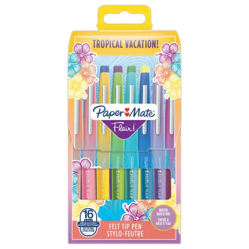 16 Feutres Flair Tropical - Ecriture moyenne - PAPERMATE 