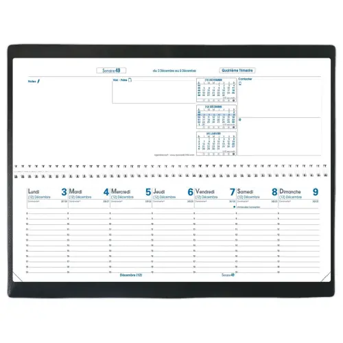 Agenda semainier Agendascop - 30x10 cm - Noir - Janvier à décembre - QUO VADIS