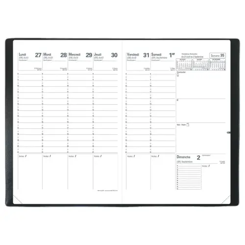 Agenda semainier - 18 x 24 cm - Septembre à Décembre - Noir - QUO VADIS