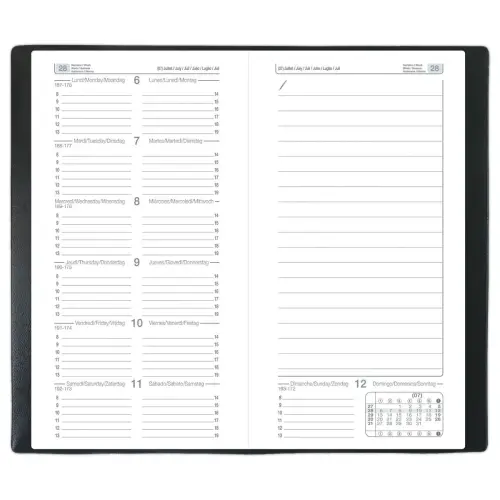 Agenda semainier Classique 917N - 8,8x17cm - Noir - Janvier à décembre