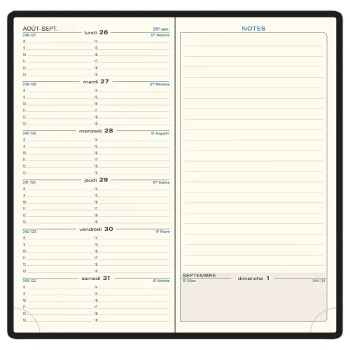 Agenda semainier Espace 17 -9x17,5 cm - Noir - Janvier à décembre - EXACOMPTA