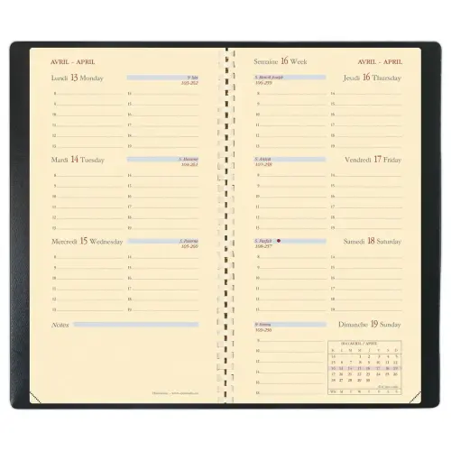 Agenda semainier  Planorizon -8,8x17cm - Noir - Janvier &agrave; d&eacute;cembre - QUO VADIS 