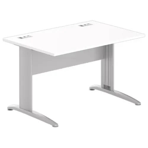 Bureau BUENOS AIRES - Plateau blanc et pieds aluminium - 120x80 cm 