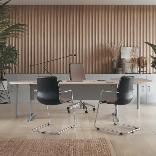 Bureau Buenos Aires - 120 x 80 cm - Plateau noyer et pieds aluminium - FIDUCIAL OFFICE SOLUTIONS 