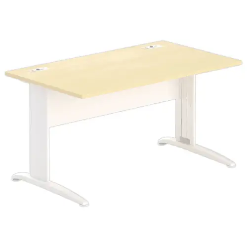 Bureau Buenos Aires - 140 x 80 cm - Plateau h&ecirc;tre et pieds blancs - FIDUCIAL OFFICE SOLUTIONS 