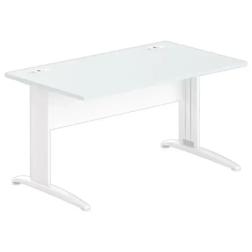 Bureau Buenos Aires - 140 x 80 cm - Plateau gris et pieds blancs - FIDUCIAL OFFICE SOLUTIONS