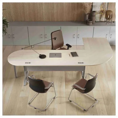 Bureau Buenos Aires - 140 x 80 cm - Plateau gris et pieds blancs - FIDUCIAL OFFICE SOLUTIONS
