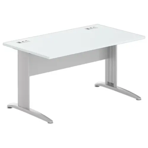 Bureau BUENOS AIRES - Plateau gris et pieds aluminium - 140x80 cm - FIDUCIAL OFFICE SOLUTIONS