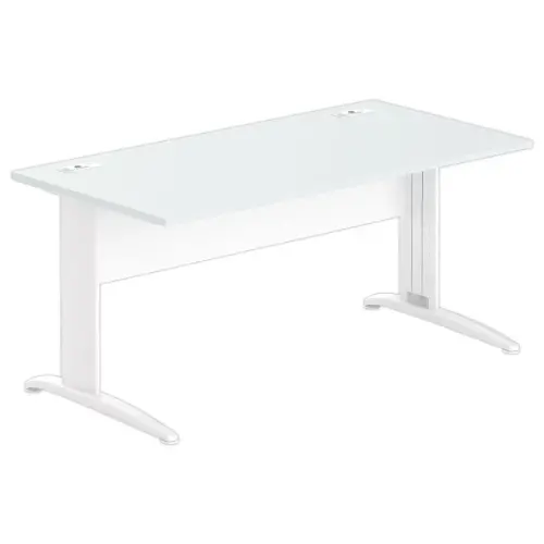 Bureau Buenos Aires - Plateau gris et pieds blancs - 160x80 cm 