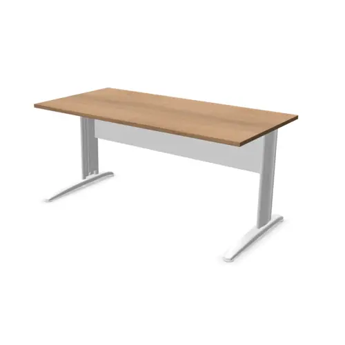 Bureau Buenos Aires - 160 x 80 cm - Plateau noyer et pieds blancs - FIDUCIAL OFFICE SOLUTIONS
