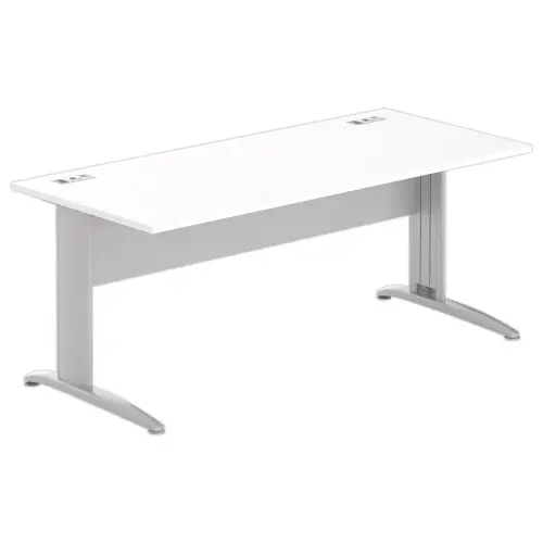 Bureau BUENOS AIRES - Plateau blanc et pieds aluminium - 180x80 cm 