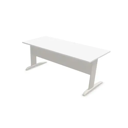 Bureau BUENOS AIRES - Plateau blanc et pieds aluminium - 180x80 cm 