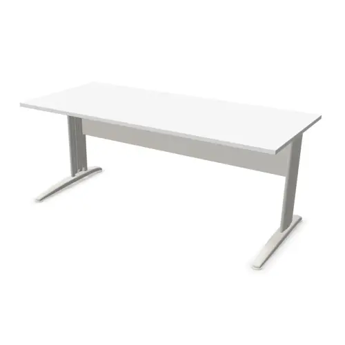 Bureau BUENOS AIRES - Plateau blanc et pieds aluminium - 180x80 cm 