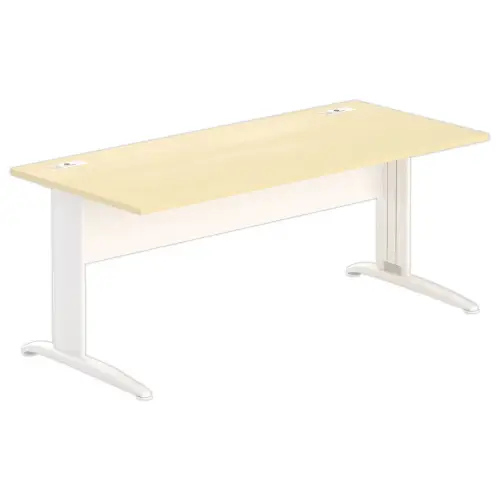 Bureau Buenos Aires - Plateau h&ecirc;tre et pieds blancs - 180x80 cm 