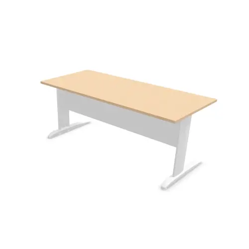 Bureau Buenos Aires - Plateau h&ecirc;tre et pieds blancs - 180x80 cm 