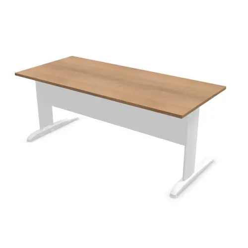 Bureau Buenos Aires - 180 x 80 cm - Plateau noyer et pieds blancs - FIDUCIAL OFFICE SOLUTIONS 