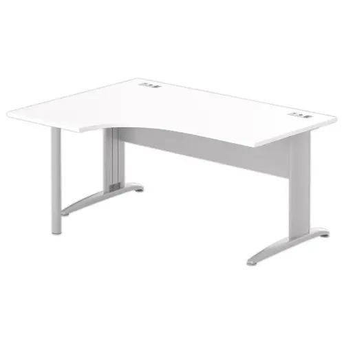 Bureau BUENOS AIRES compact retour &agrave; gauche blanc/alu, L160 