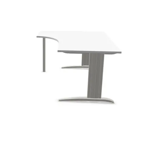 Bureau BUENOS AIRES compact retour &agrave; gauche blanc/alu, L160 