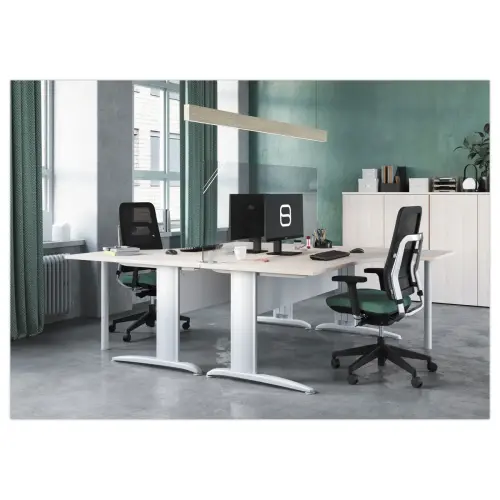 Bureau BUENOS AIRES compact retour à gauche hêtre/blanc, L160