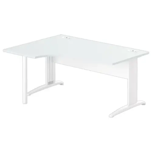 Bureau BUENOS AIRES compact retour &agrave; gauche gris/blanc, L160 