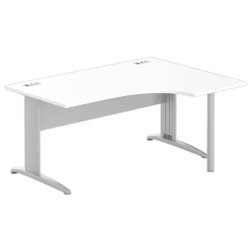 Bureau BUENOS AIRES compact retour &agrave; droite blanc/alu, L160 