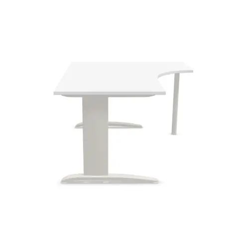 Bureau BUENOS AIRES compact retour &agrave; droite blanc/alu, L160 