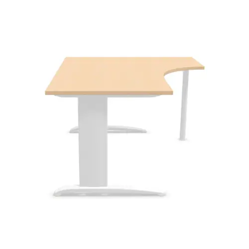 Bureau BUENOS AIRES compact retour à droite hêtre/blanc, L160