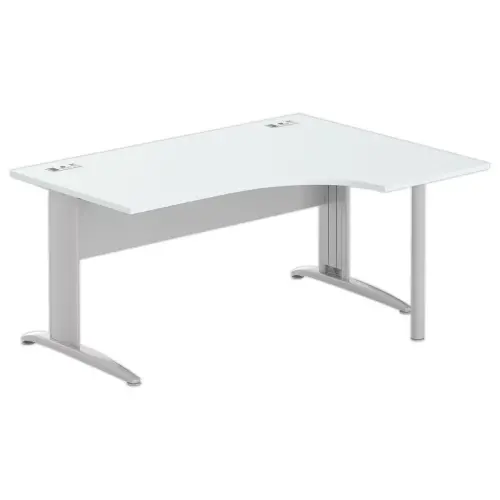 Bureau BUENOS AIRES compact retour &agrave; droite gris/alu, L160 