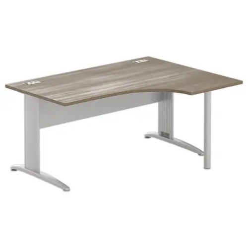 Bureau BUENOS AIRES compact retour &agrave; droite noyer/alu, L160 