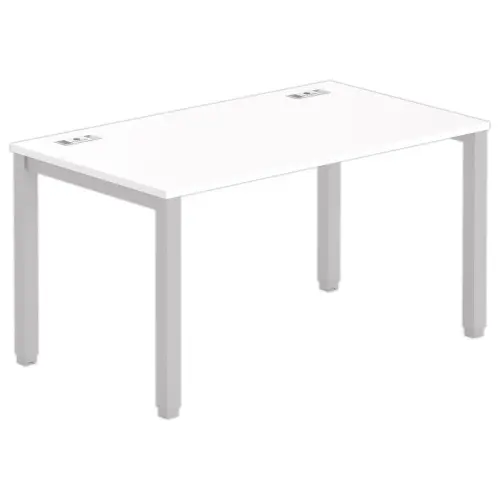 Bureau BRUXELLES 140 x 80 blanc - pieds aluminium