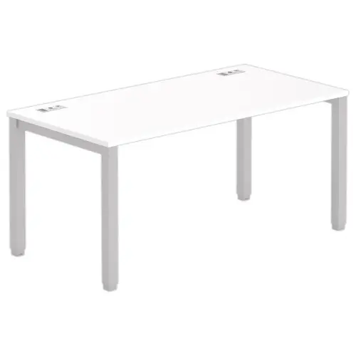 Bureau BRUXELLES 160 x 80 blanc - pieds aluminium 